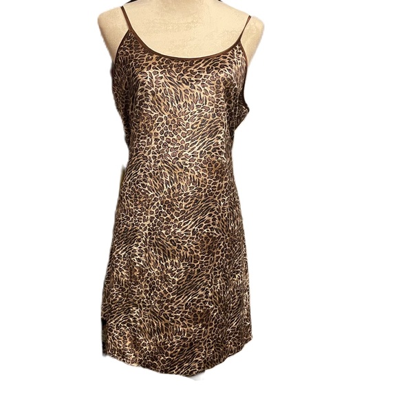 Vintage Y2K Animal Print Velvet Velour /Slip Dress Nightgown - Picture 3 of 9